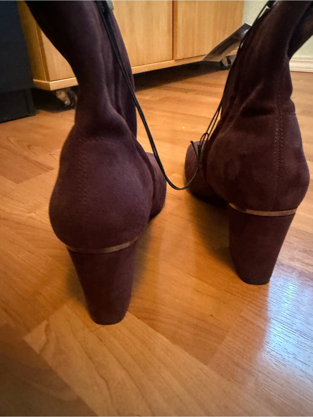 DKNY Dark Brown Suede Ankle Boots with Block Heel - Picture 4 of 6
